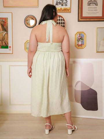 CALLIE Polkadot Jacquard Halter Dress