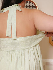 CALLIE Polkadot Jacquard Halter Dress