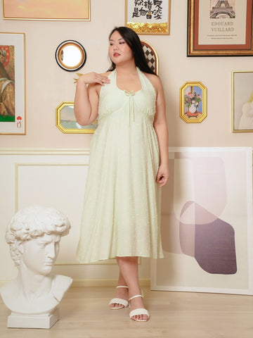 CALLIE Polkadot Jacquard Halter Dress