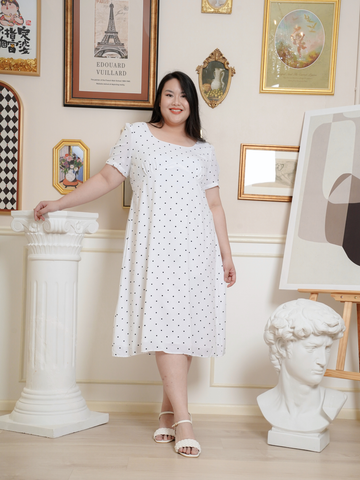 ADELE Polkadot Self-Tie Back Ribbon Dress