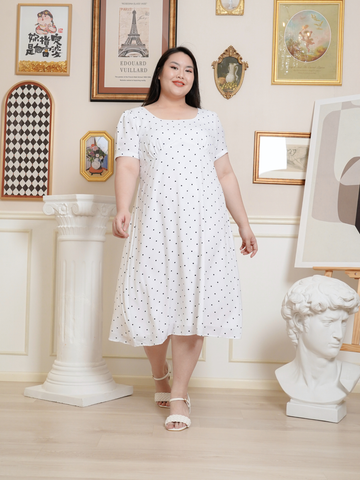 ADELE Polkadot Self-Tie Back Ribbon Dress