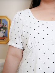 ADELE Polkadot Self-Tie Back Ribbon Dress