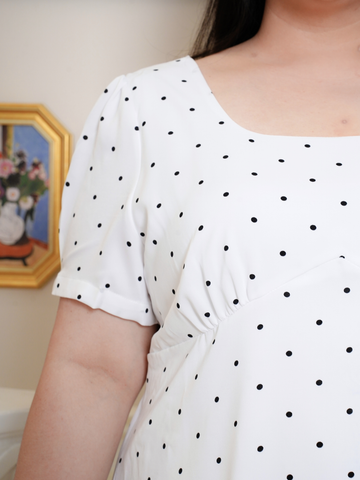 ADELE Polkadot Self-Tie Back Ribbon Dress