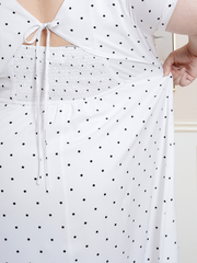 ADELE Polkadot Self-Tie Back Ribbon Dress