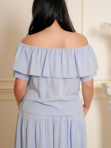 ARIELLA Off Shoulder Ruffle Hem Top Skirt Set Wear