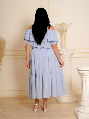 ARIELLA Off Shoulder Ruffle Hem Top Skirt Set Wear