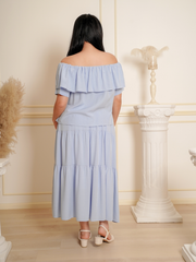 ARIELLA Off Shoulder Ruffle Hem Top Skirt Set Wear