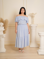 ARIELLA Off Shoulder Ruffle Hem Top Skirt Set Wear