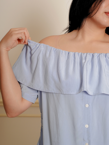 ARIELLA Off Shoulder Ruffle Hem Top Skirt Set Wear