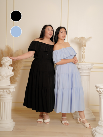 ARIELLA Off Shoulder Ruffle Hem Top Skirt Set Wear