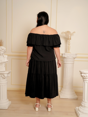 ARIELLA Off Shoulder Ruffle Hem Top Skirt Set Wear