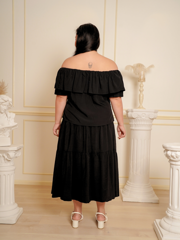 ARIELLA Off Shoulder Ruffle Hem Top Skirt Set Wear