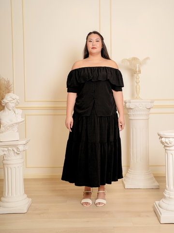 ARIELLA Off Shoulder Ruffle Hem Top Skirt Set Wear