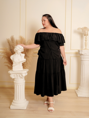 ARIELLA Off Shoulder Ruffle Hem Top Skirt Set Wear