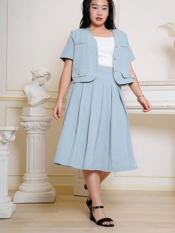 AVERIA Pleated Skirt Work Wear Set