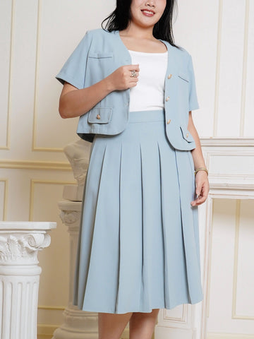 AVERIA Pleated Skirt Work Wear Set