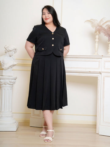 AVERIA Pleated Skirt Work Wear Set