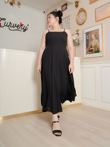 BECKETT Sleeveless Chiffon Black Maxi Dress