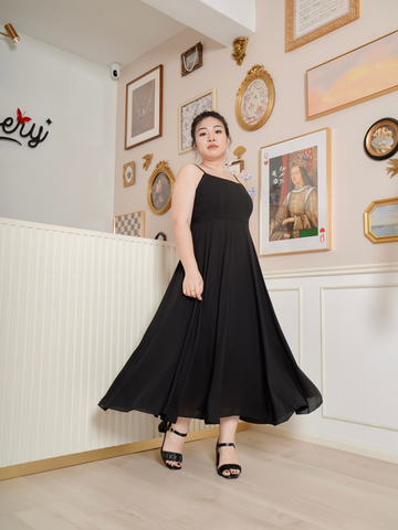 BECKETT Sleeveless Chiffon Black Maxi Dress