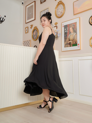 BECKETT Sleeveless Chiffon Black Maxi Dress