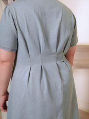 BLAIR Denim V Neckline Midi Dress