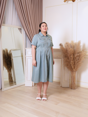 BLAIR Denim V Neckline Midi Dress