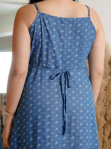 BLUEBELLS Strapless Blue Floral Dress