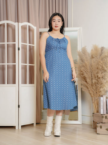 BLUEBELLS Strapless Blue Floral Dress