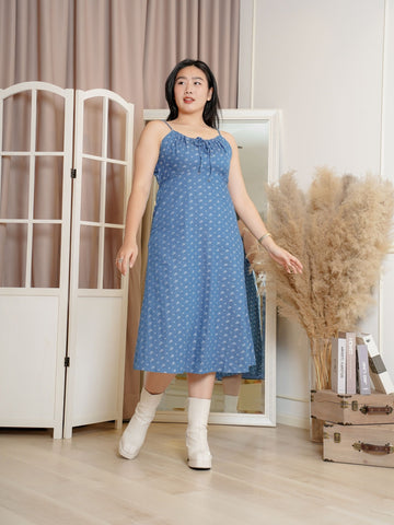 BLUEBELLS Strapless Blue Floral Dress
