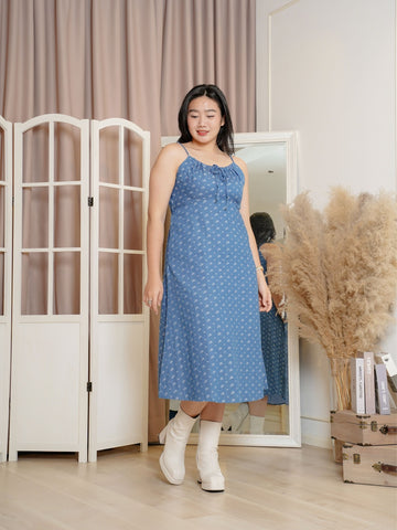 BLUEBELLS Strapless Blue Floral Dress