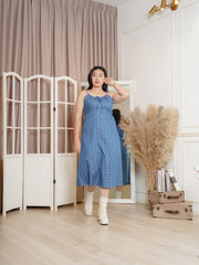 BLUEBELLS Strapless Blue Floral Dress