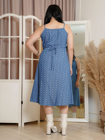 BLUEBELLS Strapless Blue Floral Dress