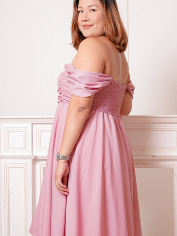 BRIANNA Off Shoulder Midi Dinner Dress