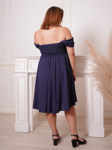 BRIANNA Off Shoulder Midi Dinner Dress