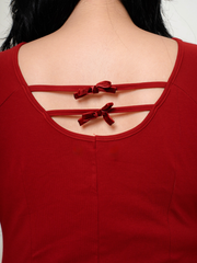 BROOKE Wine Red Back Ribbon Maxi Dress