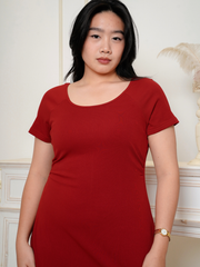 BROOKE Wine Red Back Ribbon Maxi Dress