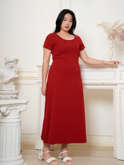 BROOKE Wine Red Back Ribbon Maxi Dress
