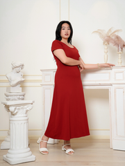 BROOKE Wine Red Back Ribbon Maxi Dress