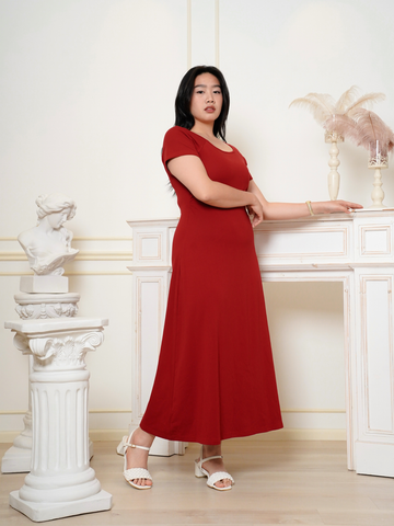 BROOKE Wine Red Back Ribbon Maxi Dress