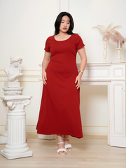 BROOKE Wine Red Back Ribbon Maxi Dress