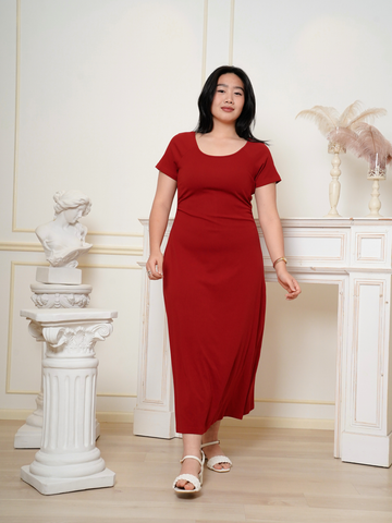 BROOKE Wine Red Back Ribbon Maxi Dress