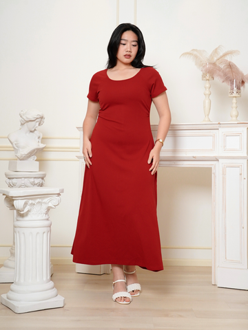 BROOKE Wine Red Back Ribbon Maxi Dress