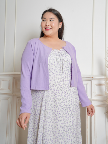 CAMILLE Floral Printed With Cardigan Set Long Dress
