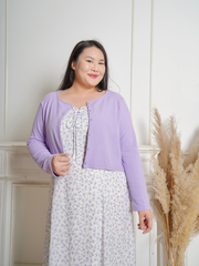 CAMILLE Floral Printed With Cardigan Set Long Dress