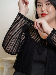 CELIA Lace Hollow Crop Knit Cardigan Outerwear Top
