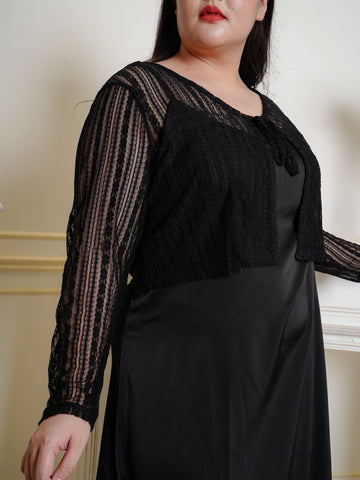 CELIA Lace Hollow Crop Knit Cardigan Outerwear Top