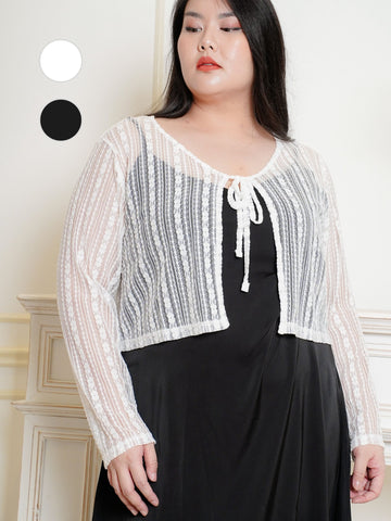 CELIA Lace Hollow Crop Knit Cardigan Outerwear Top