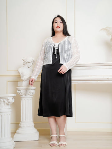 CELIA Lace Hollow Crop Knit Cardigan Outerwear Top