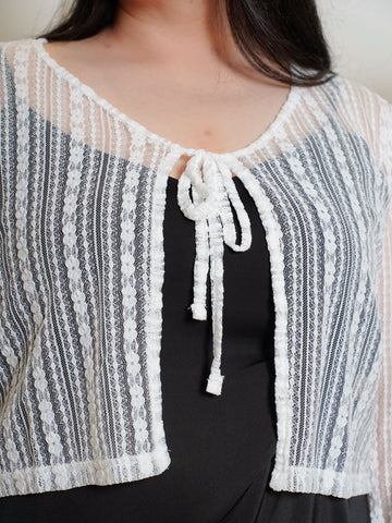 CELIA Lace Hollow Crop Knit Cardigan Outerwear Top