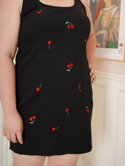 CHERYL Embroidery Cherries Knitted Dress